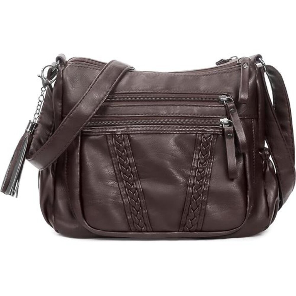 Crossbody Bag for Women with Tassel Ladies Soft PU leather Purses
